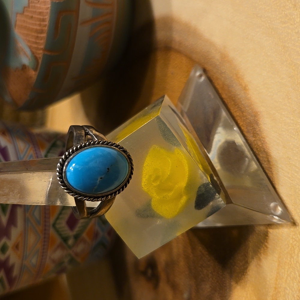 Sterling Silver Ring with a Turquoise Cabochon.